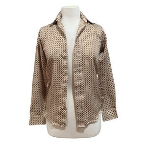 Vntg 70’s Women's Town & Country Patterned Button Down Shirt sz 2/4